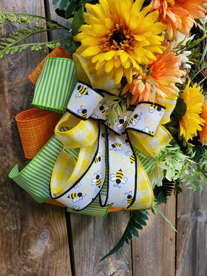 Gerber daisy wreath bow