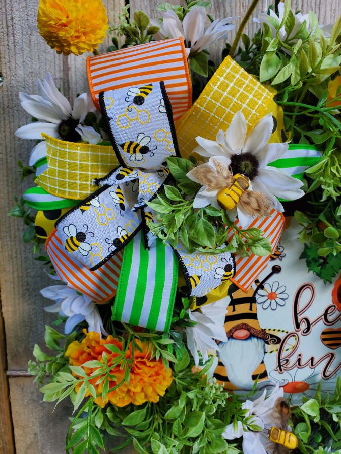 Bee Kind wreath ribbon